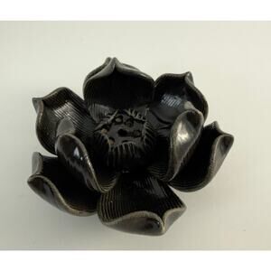Lotus Flower Incense Holder 3" Black Made in Thailand Meditation Buddhism Altar